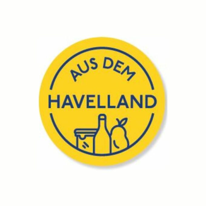 Aus dem Havelland Produktlabel Aufkleber blau auf gelb