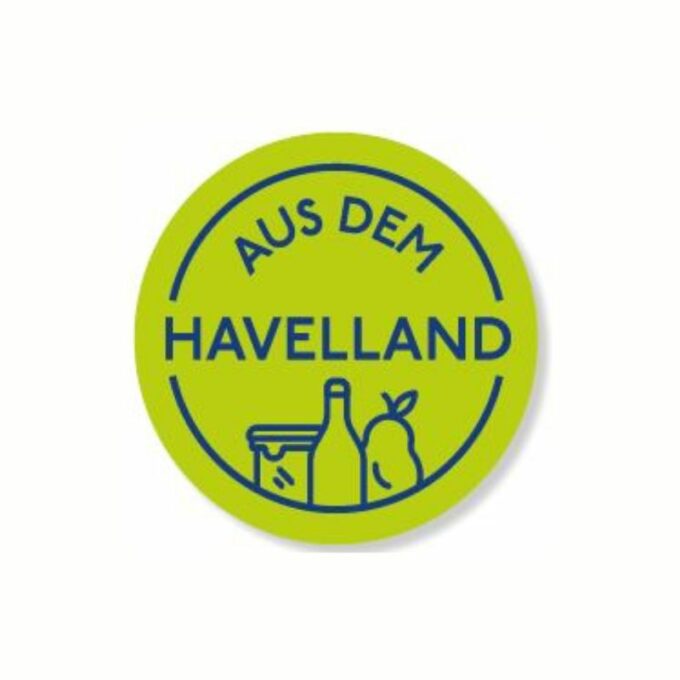 Aus dem Havelland Produktlabel Aufkleber blau auf grün