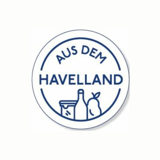 Aus dem Havelland Produktlabel Aufkleber blau auf weiß