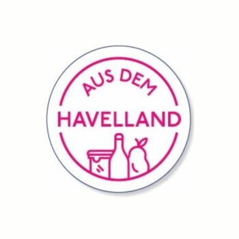 Aus dem Havelland Produktlabel Aufkleber pink auf weiß