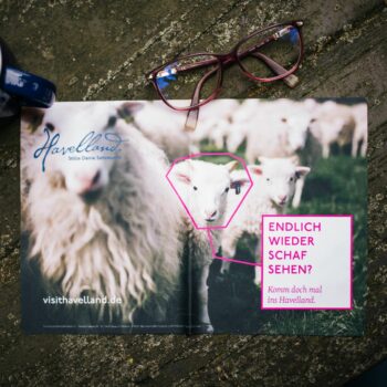 Havelland Brillenputztuch mit Aufdruck schaf und Spruch 